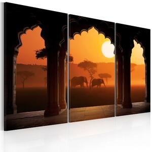 Canvas Tavla - The tranquillity of Africa - triptych - 60x40
