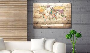 Canvas Tavla - World Map: Colourful Continents - 60x40