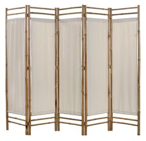 Rumsavdelare 5 paneler hopfällbar bambu och kanvas 200 cm