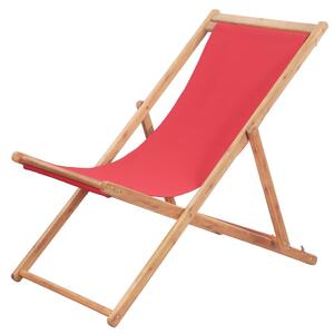 Hopfällbar strandstol tyg och träram röd