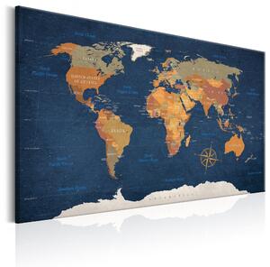 Canvas Tavla - World Map: Ink Oceans - 60x40