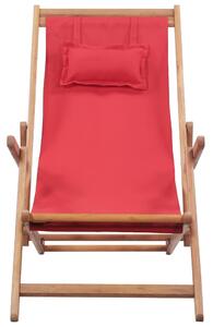 Hopfällbar strandstol tyg och träram röd