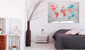 Canvas Tavla - World Map: Red Roam - 60x40