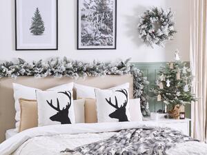 Set av 2 Dekorationskuddar Svart och Vit 45 x 45 cm Renmotiv Jul med Fyllning Beliani