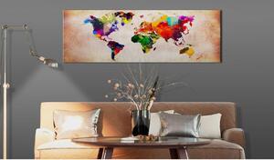 Canvas Tavla - World Map: Colourful Ramble - 150x50