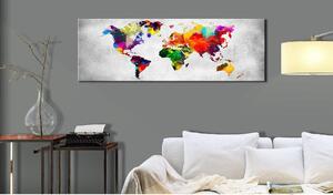Canvas Tavla - World Map: Coloured Revolution - 120x40