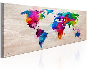 Canvas Tavla - World Map: Finesse of Colours - 135x45