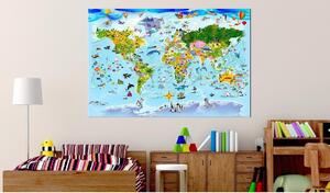 Canvas Tavla - Children's Map: Colourful Travels - 90x60