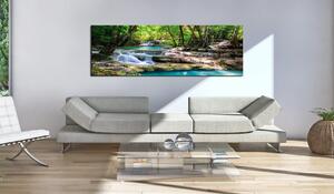 Canvas Tavla - Nature: Forest Waterfall - 135x45