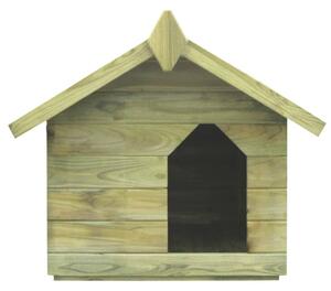 Hundkoja med öppningsbart tak impregnerad furu