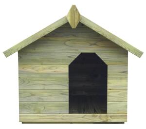 Hundkoja med öppningsbart tak impregnerad furu