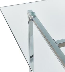 Matbord Silver Härdad Glasskiva Rektangulär 160 x 90 cm 6 Personer Kapacitet Modern Design Beliani