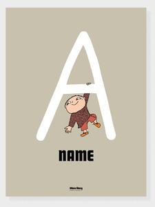 Alfons Åberg Poster - Namn (Välj själv) - Gråvit