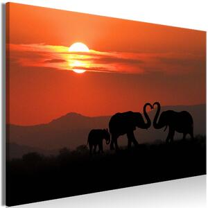 Canvas Tavla - Elephants in Love Wide - 60x40
