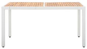 Trädgårdsbord vit 150x90x75 cm konstrotting och massivt akaciaträ
