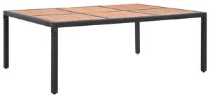 Trädgårdsbord svart 200x150x74 cm konstrotting och akaciaträ