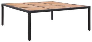 Trädgårdsbord svart 200x200x74 cm konstrotting och akaciaträ