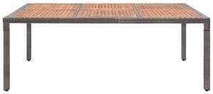 Trädgårdsbord grå 200x150x74 cm konstrotting och akaciaträ
