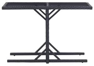 Trädgårdsbord svart 110x53x72 cm glas och konstrotting