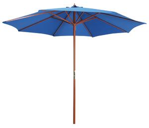 Parasoll med trästolpe 300x258 cm blå
