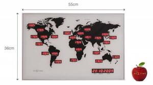 World Time Digit väggklocka med världskarta