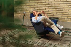 Fin Fåtölj | Recliner | Kallskum | 1-sits | Blå | Sammet | Skinn | Fåret | SWEEF