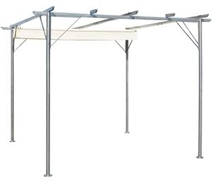 Pergola med indragbart tak gräddvit 3x3 m stål