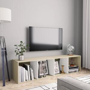 Bokhylla/TV-bänk vit och sonoma-ek 143x30x36 cm