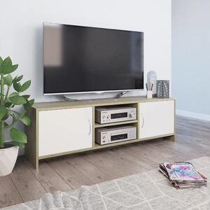 TV-bänk vit och sonoma ek 120x30x37,5 cm spånskiva