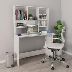 Skrivbord med hyllor vit högglans 110x45x157 cm konstruerat trä