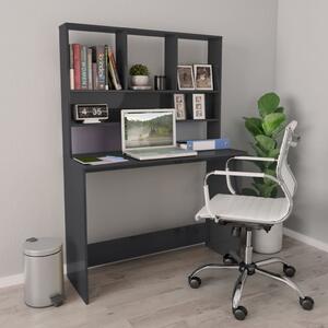 Skrivbord med hyllor grå högglans 110x45x157 cm konstruerat trä