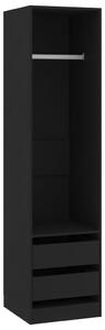 Garderob med lådor svart 50x50x200 cm konstruerat trä