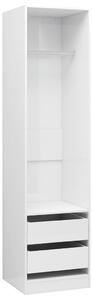 Garderob med lådor vit högglans 50x50x200 cm konstruerat trä