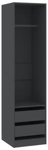 Garderob med lådor grå 50x50x200 cm konstruerat trä