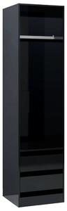 Garderob med lådor svart högglans 50x50x200 cm konstruerat trä