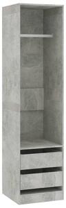 Garderob med lådor betonggrå 50x50x200 cm konstruerat trä