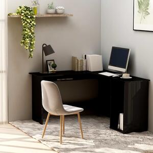 Skrivbord L-format svart högglans 120x140x75 cm konstruerat trä