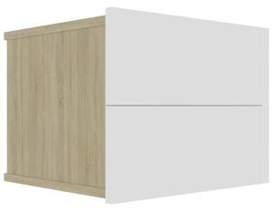Sängbord vit och sonoma-ek 40x30x30 cm konstruerat trä