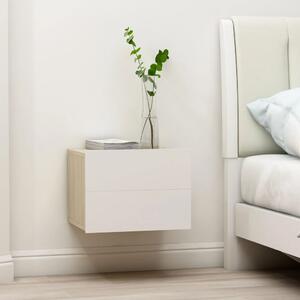 Sängbord vit och sonoma-ek 40x30x30 cm spånskiva