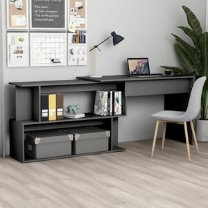 Skrivbord hörn grå 200x50x76 cm konstruerat trä