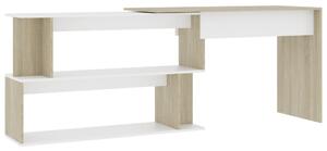 Skrivbord hörn vit och sonoma-ek 200x50x76 cm konstruerat trä