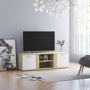 TV-bänk vit och sonoma-ek 120x34x37 cm spånskiva