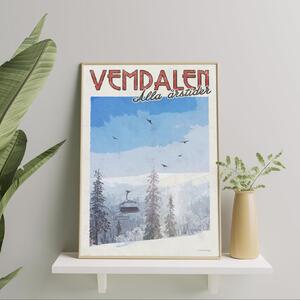 Vemdalen Poster - Vintage Travel Collection - 30x40