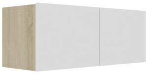 TV-bänk vit och sonoma-ek 80x30x30 cm konstruerat trä