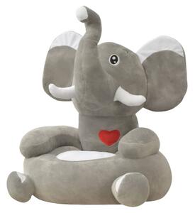 Barnstol i plysch elefant grå