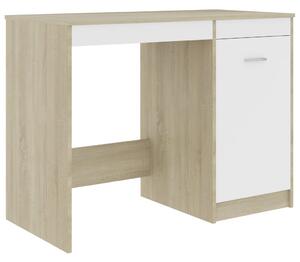 Skrivbord vit och sonoma-ek 100x50x76 cm konstruerat trä