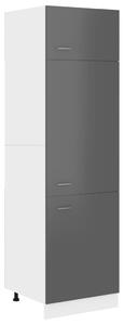 Skåp för kylskåp grå högglans 60x57x207 cm konstruerat trä
