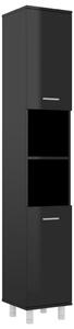 Badrumsskåp svart högglans 30x30x179 cm spånskiva