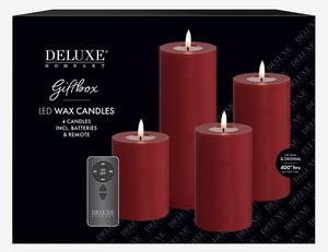 DeluxeHomeart - LED Presentask Pelarljus 4 st + fjärrkontroll - Röd - Ljus - Från Homeroom