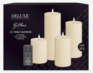 DeluxeHomeart - LED Presentask Pelarljus 4 st + fjärrkontroll - Vit - Ljus - Från Homeroom